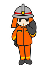 禁止ポーズの消防士