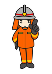 指さしポーズの消防隊