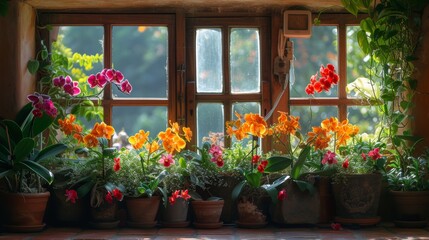 Fototapeta na wymiar flower room window