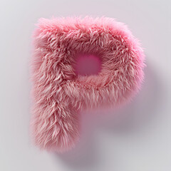 Fototapeta premium letter p made from a faux pink fur ball