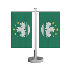 Table Stand with flags Macau 3d illustration