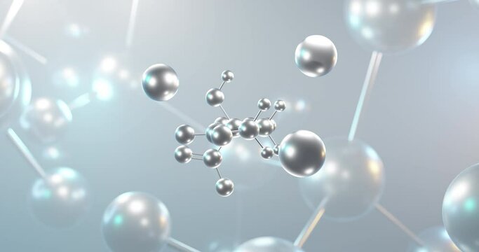 Sodium citrate rotating 3d molecule, molecular structure of anticoagulant, seamless video