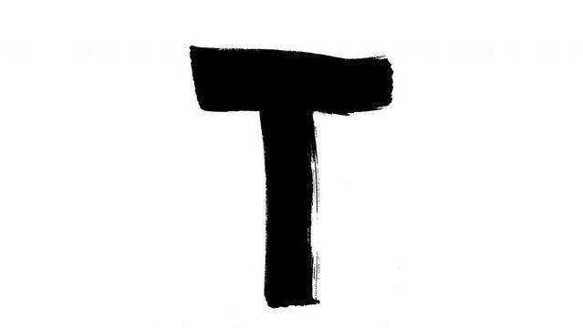 The Letter T of English Alphabet Drawn with a Black Marker