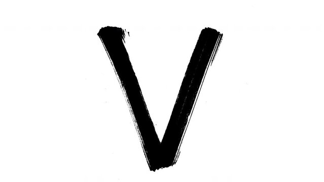 The Letter V of English Alphabet Drawn with a Black Marker