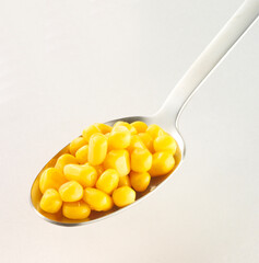 Mais Löffel, Mais, Silberlöffel, Gemüse, isoliert,