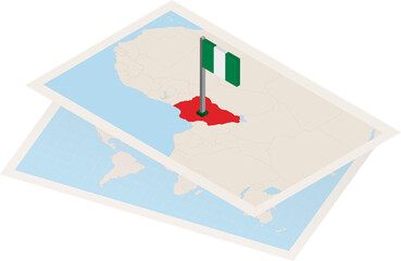 Nigeria map and flag