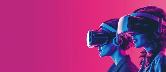 People wearing VR headsets and interacting with friends and family in a virtual social environment,