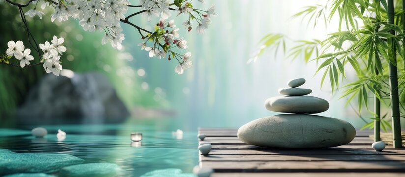 Wellness Retreat: A serene banner of a tranquil spa or wellness retreat setting, inviting viewers to prioritize relaxation and self-care for overall health.