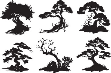 Set Trees. Hand drawn vector illustration	