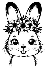 Cute Easter Bunny SVG Cut Files for Cricut and Silhouette Cameo Cute Vector Floral Rabbit head with Flowers