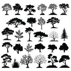 Tree silhouette set vector collection