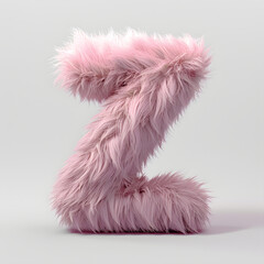 letter Z made from a faux pink fur ball