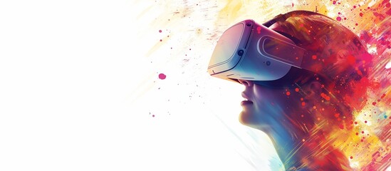 Person immersed in VR technology for therapeutic purposes like exposure therapy or stress relief exercises. Demonstrates VR's therapeutic applications in mental health and wellness