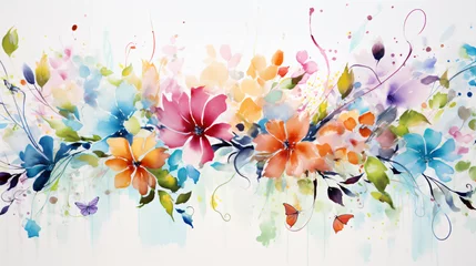 Cercles muraux Papillons en grunge Watercolor painting, colorful splashes 