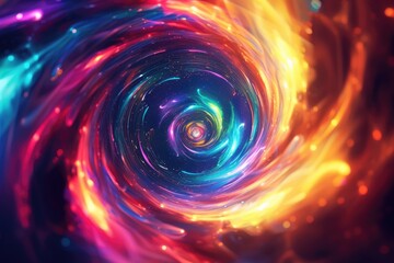 Obraz premium Colorful vortex energy, cosmic spiral waves, multicolor swirls explosion. Abstract futuristic digital background.