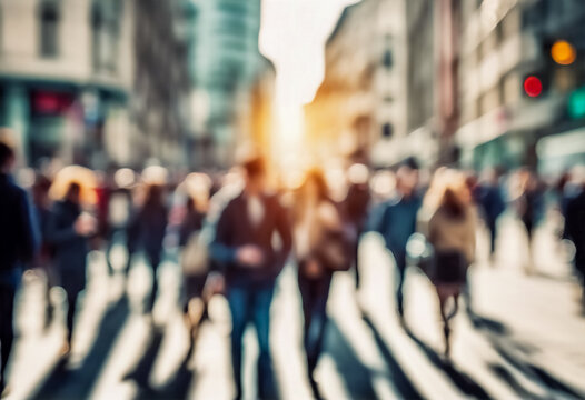 Anonima Fretta- Affollata Via Urbana in Sfocato
