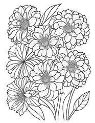 flowers coloring book for children and adults