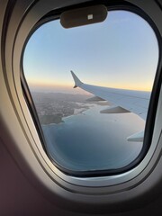 Naklejka premium view from airplane window flying over the Caribbean
