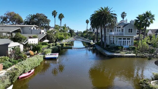Venice Canal At Los Angeles California United States. Rivers Los Angeles California. Town Sky Backgrounds Urban. Town Exterior Backgrounds Downtown Panorama. Town Urban City Landmark.