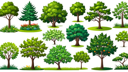 vector collection of trees. set of trees - obrazy, fototapety, plakaty