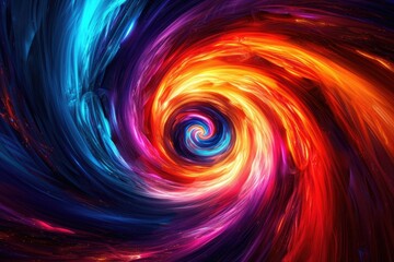 Obraz premium Colorful vortex energy, cosmic spiral waves, multicolor swirls explosion. Abstract futuristic digital background.