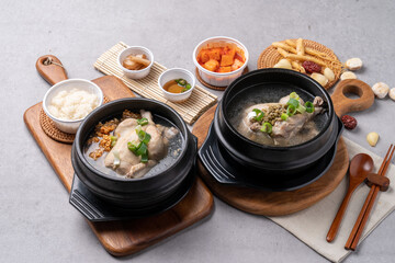 Samgyetang, chicken dish, mulberry, oriental medicine, nurungji, earthen pot, Korean food, health food, side dishes, garlic,