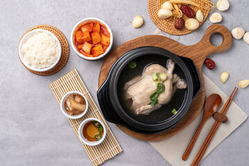 Samgyetang, chicken dish, mulberry, oriental medicine, nurungji, earthen pot, Korean food, health food, side dishes, garlic,