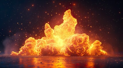 cartoon explosion on black background, 3d render