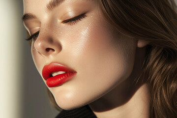 Fototapeta premium Super model portrait photography for cosmetic products, studio lighting