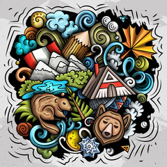 Canada cartoon doodle illustration. Funny Canadian design.
