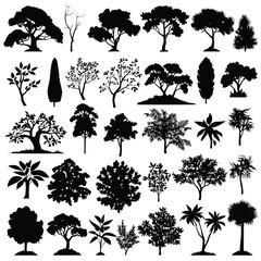 Tree silhouette collection vector illustration