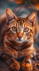 Fototapeta premium Wallpaper for your phone, background for the screen of your smartphone with the image of a beautiful wild red cat