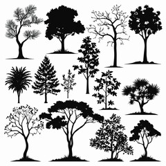 Obraz premium Tree silhouette collection vector illustration