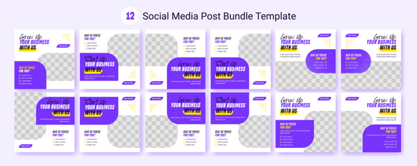 Social media cover post banner template design bundle set, Square post layouts vector illustration