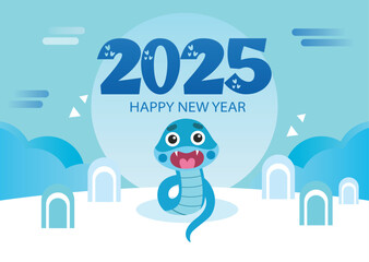 Year of the snake 2025, illustration Korean New Year, New Year 2025