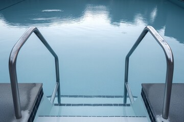 twin ladders on each end of an empty rectangular pool