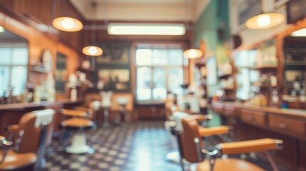 Generative AI, Vintage photo of retro barber shop of 50s, retro interior design

