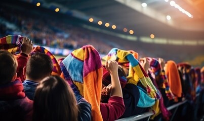 Fototapeta premium Group of People Wearing Scarves in Stadium