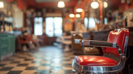 Generative AI, Vintage photo of retro barber shop of 50s, retro interior design

