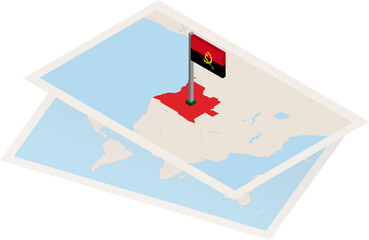 Angola map and flag