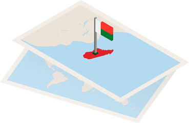 Madagascar map and flag