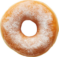 Top view of plain donut with icing isolated.