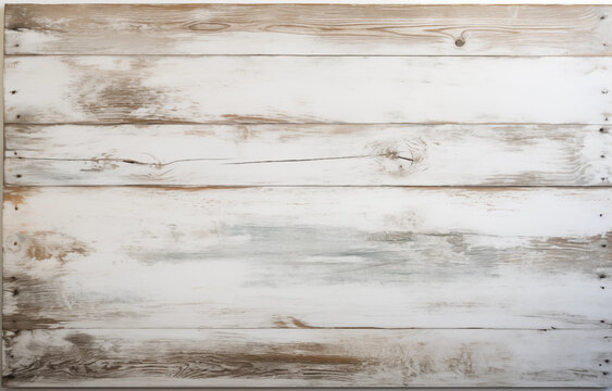 Weathered white paint peeling off wooden planks background. This rustic image exudes vintage charm and nostalgia, perfect for adding a touch of shabby chic elegance to creative projects