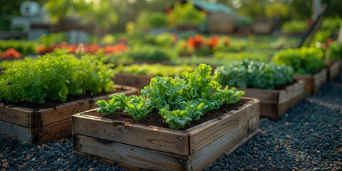 In gardening, organic vegetables thrive in the summer sun, offering fresh and healthy options for complete nutrition. - obrazy, fototapety, plakaty