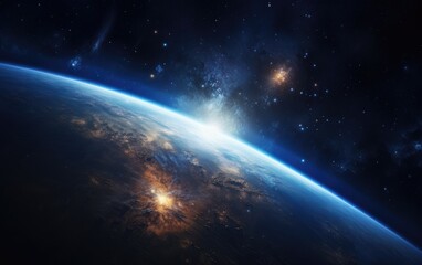  earth in the space with night sky