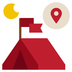 tent camping campground location pin map flat style