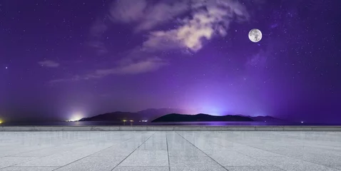 Photo sur Plexiglas Violet night full moon landscape way