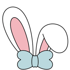 cute Easter bunny rabbit cartoon ears with ribbon