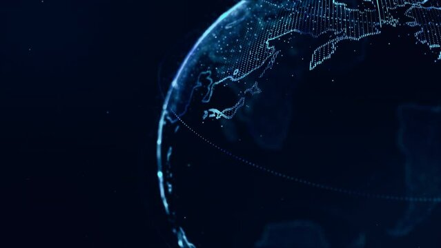Digital earth map rotation background animation