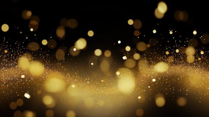 Obraz na płótnie Canvas Golden abstract bokeh on black background ,background for graphics Golden sparkles blurred christmas lights - wedding holiday wallpaper